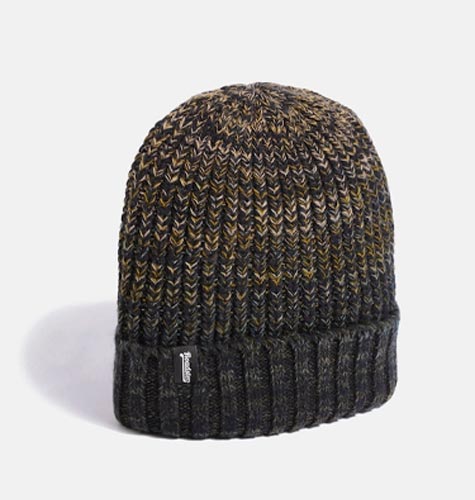 Unisex Black & Yellow Self Design Beanie